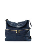 James Leather Hobo Crossbody Bag, Navy