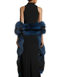 Silver Fox Boa with Tails, Navy