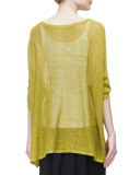 3/4-Sleeve Organic Linen Mesh Box Top
