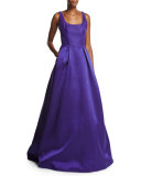 Sleeveless Lace & Mikado Ball Gown, Deep Purple