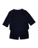 Velour Eton Suit w/ Shirt, Black, Size 12-24 Months