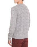 Cashmere Cable-Knit Sweater, Heather Gray