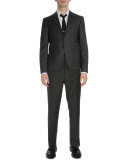 Classic Two-Piece Wool Suit, Dark Gray