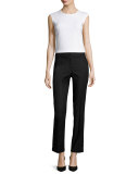 Perfect Front-Zip Straight-Leg Pants