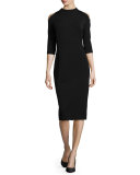 Mock-Neck Cold-Shoulder Sheath Dress, Black