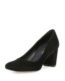 Palace Suede Block-Heel Pump, Black
