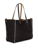 Medium Double Rockstud Reversible Tote Bag, Black/Bright Cuir