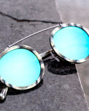 Conti Mirrored Round Aviator Sunglasses, Bone