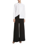 Contrast Side-Stripe Wide-Leg Pants