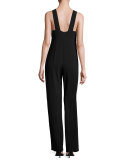 Anieska Elevate Crepe Sleeveless V-Neck Jumpsuit, Black