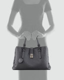 Roma Medium Woven Compartment Tote Bag, Charcoal