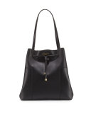 Block-T Leather Bucket Tote Bag, Black
