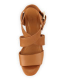 Cecilia Leather Wedge Sandal, Cuoio