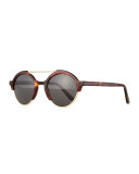 Milan III Round Sunglasses, Havana