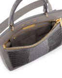 Margutta Alligator-Trim Top-Handle Satchel Bag, Gray