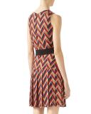 Chevron Print Pleated Dress