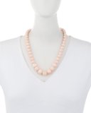 Graduated Angel Skin Coral Bead Necklace with Diamond Clasp, 0.64 tdcw