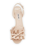 Ruffled Patent 45mm Sandal, Cipria