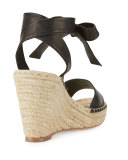 Harper Ankle-Wrap Wedge Espadrille Sandal, Black