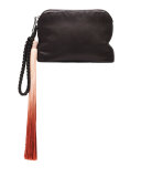Satin Tassel Detail Wristlet, Black/Multi