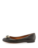 Gemini Link Leather Ballerina Flat, Black