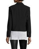 Stretch Gabardine Wrap Jacket, Black