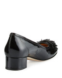 Flynn Ornament Patent Low-Heel Pump, Black