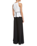 Sleeveless Lace-Up Top w/ Cutouts, White