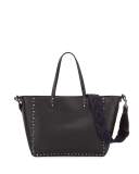 Rockstud Rolling Medium Reversible Tote Bag, Black