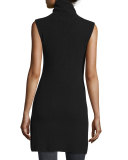 Fay Sleeveless Ribbed Turtleneck Tunic, Black