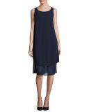 Sleeveless Layered-Hem Silk Georgette Dress