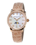 Ladies' Slimline Moonphase Rose Gold Diamond Watch