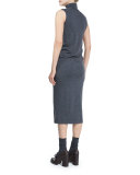 Sleeveless Mock-Neck Midi Dress, Anthracite