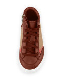 Haypark Mini Check High-Top Sneaker, Black/Tan, Toddler