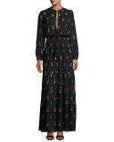 Cosimo Tiered Printed Silk Maxi Dress, Black