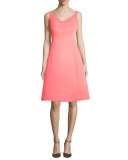 sleeveless structured fit-and-flare dress, surprise coral