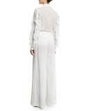 Linen Palazzo Trousers, White