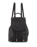 Pilot Leather Flap-Top Backpack, Black