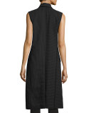 Long Striped Vest, Navy/Gray