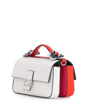 Baguette Micro Double-Sided Tricolor Bag, White/Pink/Orange