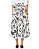 Café Umbrella Midi Skirt, Black/White