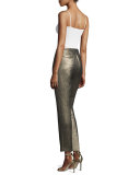 Emma Metallic Tweed Cropped Pants, Gold/Multi