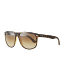 Flat-Top Gradient Sunglasses, Tortoise 