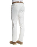 Comfort Slim-Stretch Cotton Trousers, Optical White