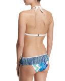 Zigzag-Print Fringe-Trim Bikini Set