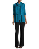 Marled Jersey Mid-Length Cardigan, Blue 
