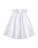 Sleeveless Floral-Trim Bishop Dress w/ Bloomers, White, Size 3-24 Months