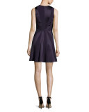 Tallulah Sleeveless Starburst Dress, Aubergine