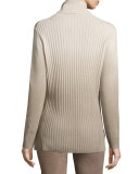 Ombre Ribbed Turtleneck, Ecru Multi