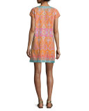 Ro Split-Neck Embroidered Dress, Koi 